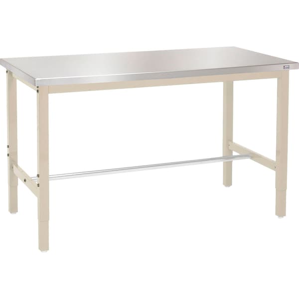 Global Industrial 60x30 Adj. Height Workbench Square Tube Leg, Stainless Steel Square Edge Tan 242262TN - main